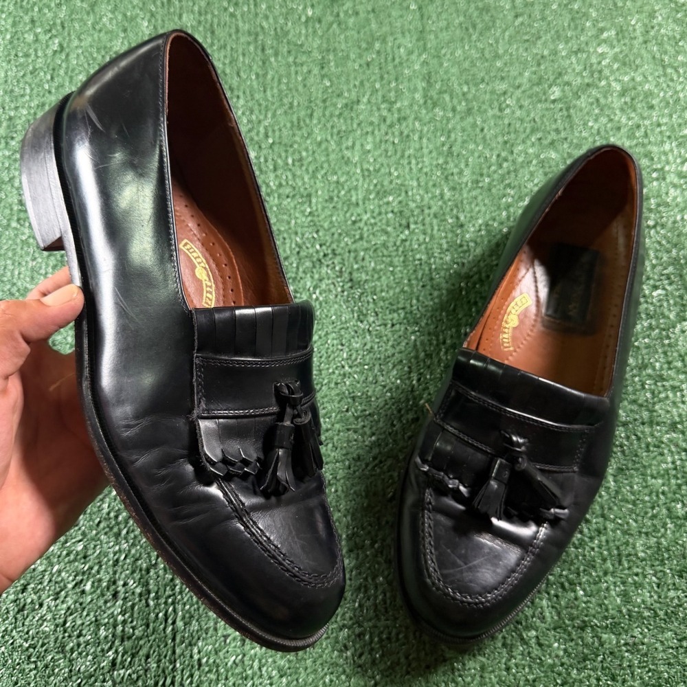 Bostonian Loafers Mens 9M Black Good Tassel Kiltie Leather First Flex 20321